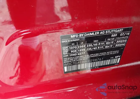 2017 Mercedes-Benz Gla 250 from USA, damaged, VIN WDCTG4EB8HJ298761